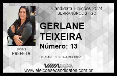 Candidato GERLANE TEIXEIRA 2024 - SERRANÓPOLIS - Eleições