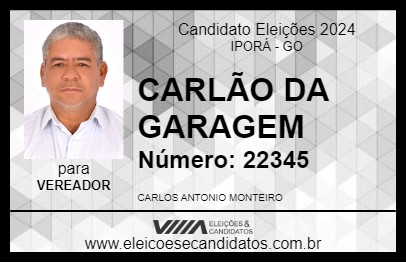 Candidato CARLÃO DA GARAGEM 2024 - IPORÁ - Eleições