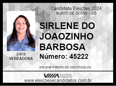 Candidato SIRLENE DO JOAOZINHO BARBOSA 2024 - BURITI DE GOIÁS - Eleições