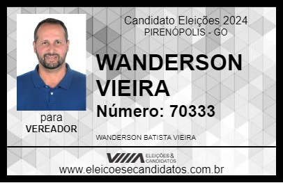 Candidato WANDERSON VIEIRA 2024 - PIRENÓPOLIS - Eleições