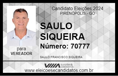 Candidato SAULO DA MÁQUINA 2024 - PIRENÓPOLIS - Eleições