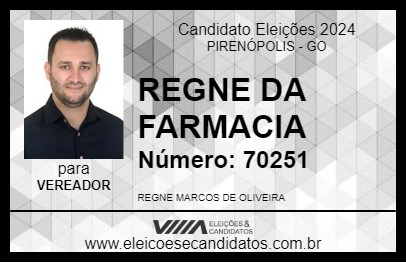 Candidato REGNE DA  FARMACIA 2024 - PIRENÓPOLIS - Eleições