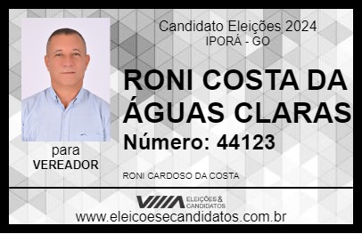 Candidato RONI COSTA DA ÁGUAS CLARAS 2024 - IPORÁ - Eleições