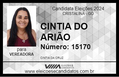 Candidato CINTIA DO ARIÃO 2024 - CRISTALINA - Eleições