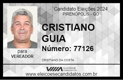 Candidato CRISTIANO GUIA 2024 - PIRENÓPOLIS - Eleições