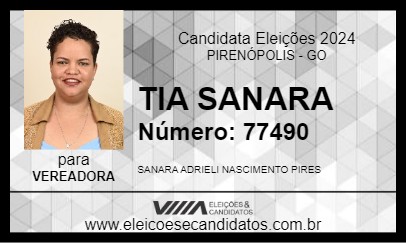 Candidato TIA SANARA 2024 - PIRENÓPOLIS - Eleições