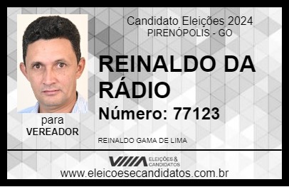 Candidato REINALDO DA RÁDIO 2024 - PIRENÓPOLIS - Eleições