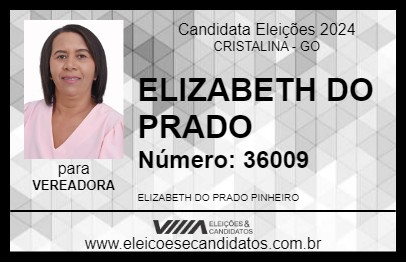 Candidato ELIZABETH DO PRADO 2024 - CRISTALINA - Eleições