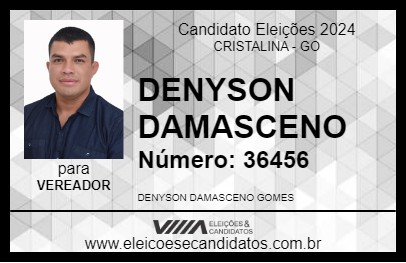 Candidato DENYSON DAMASCENO 2024 - CRISTALINA - Eleições