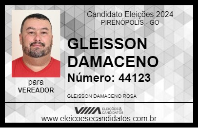 Candidato GLEISSON DAMACENO 2024 - PIRENÓPOLIS - Eleições