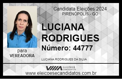 Candidato LUCIANA RODRIGUES 2024 - PIRENÓPOLIS - Eleições