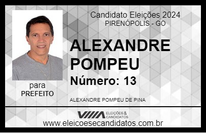 Candidato ALEXANDRE POMPEU 2024 - PIRENÓPOLIS - Eleições