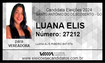 Candidato LUANA ELIS 2024 - SANTO ANTÔNIO DO DESCOBERTO - Eleições