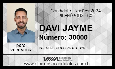 Candidato DAVI JAYME 2024 - PIRENÓPOLIS - Eleições