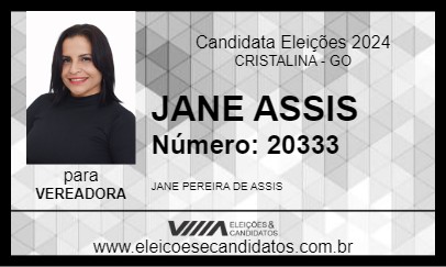 Candidato JANE ASSIS 2024 - CRISTALINA - Eleições