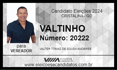 Candidato VALTINHO 2024 - CRISTALINA - Eleições