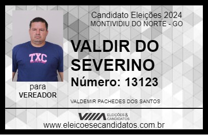 Candidato VALDIR DO SEVERINO 2024 - MONTIVIDIU DO NORTE - Eleições