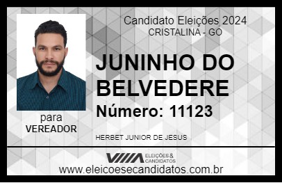 Candidato JUNINHO DO BELVEDERE 2024 - CRISTALINA - Eleições