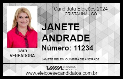 Candidato JANETE ANDRADE 2024 - CRISTALINA - Eleições