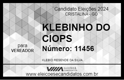 Candidato KLEBINHO DO CIOPS 2024 - CRISTALINA - Eleições