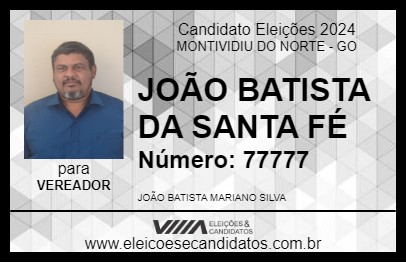 Candidato JOÃO BATISTA DA SANTA FÉ  2024 - MONTIVIDIU DO NORTE - Eleições