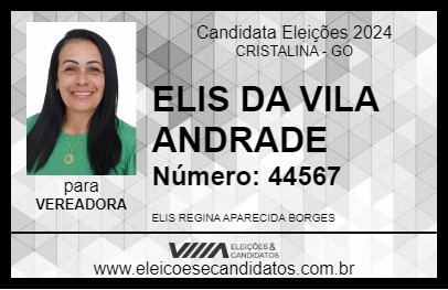 Candidato ELIS DA VILA ANDRADE 2024 - CRISTALINA - Eleições