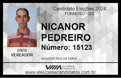 Candidato NICANOR PEDREIRO 2024 - FORMOSO - Eleições