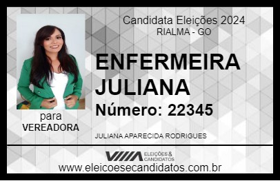 Candidato ENFERMEIRA JULIANA 2024 - RIALMA - Eleições