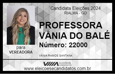 Candidato PROFESSORA VÂNIA DO BALÉ 2024 - RIALMA - Eleições