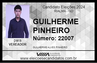 Candidato GUILHERME PINHEIRO 2024 - RIALMA - Eleições