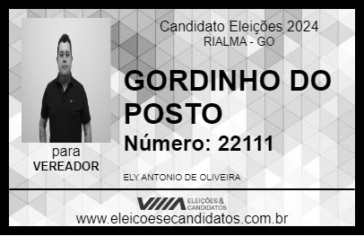 Candidato GORDINHO DO POSTO 2024 - RIALMA - Eleições