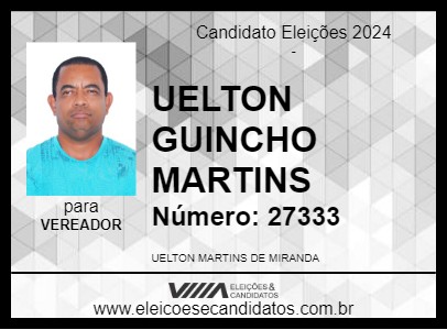 Candidato UELTON GUINCHO MARTINS 2024 - PIRES DO RIO - Eleições