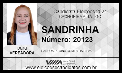 Candidato SANDRINHA 2024 - CACHOEIRA ALTA - Eleições