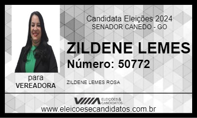 Candidato ZILDENE LEMES 2024 - SENADOR CANEDO - Eleições