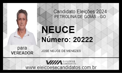 Candidato NEUCE 2024 - PETROLINA DE GOIÁS - Eleições