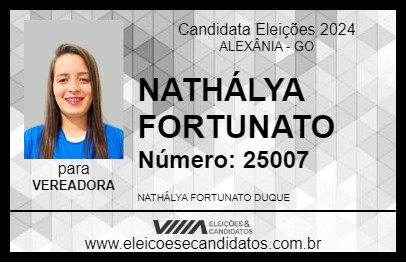 Candidato NATHÁLYA FORTUNATO 2024 - ALEXÂNIA - Eleições