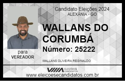 Candidato WALLANS DO CORUMBÁ 2024 - ALEXÂNIA - Eleições