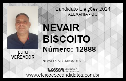 Candidato NEVAIR BISCOITO 2024 - ALEXÂNIA - Eleições