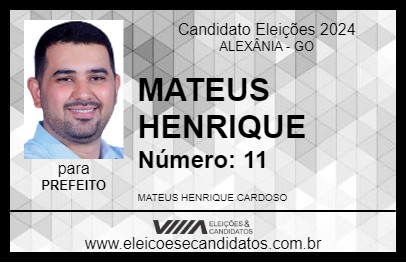 Candidato MATEUS HENRIQUE 2024 - ALEXÂNIA - Eleições