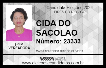 Candidato CIDA DO SACOLAO 2024 - PIRES DO RIO - Eleições