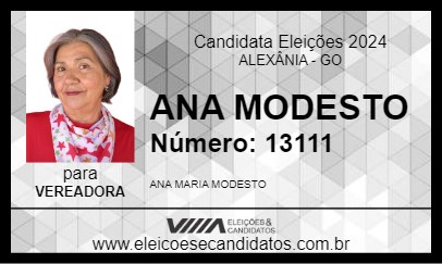 Candidato ANA MODESTO 2024 - ALEXÂNIA - Eleições