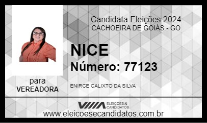 Candidato NICE 2024 - CACHOEIRA DE GOIÁS - Eleições