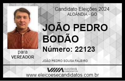 Candidato JOÃO PEDRO BODÃO 2024 - ALOÂNDIA - Eleições