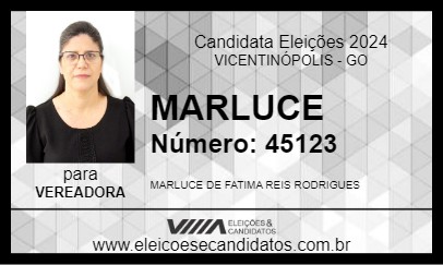 Candidato MARLUCE 2024 - VICENTINÓPOLIS - Eleições