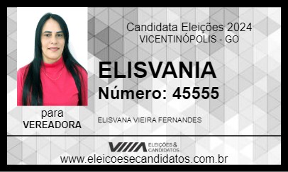 Candidato ELISVANIA 2024 - VICENTINÓPOLIS - Eleições