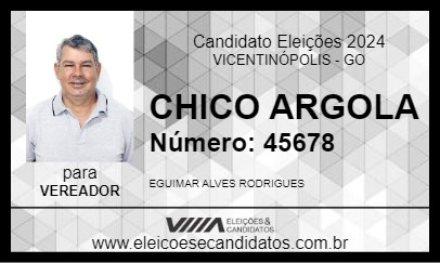 Candidato CHICO ARGOLA 2024 - VICENTINÓPOLIS - Eleições