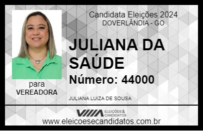 Candidato JULIANA DA SAÚDE 2024 - DOVERLÂNDIA - Eleições