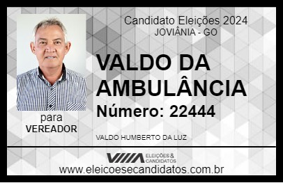 Candidato VALDO DA AMBULÂNCIA 2024 - JOVIÂNIA - Eleições