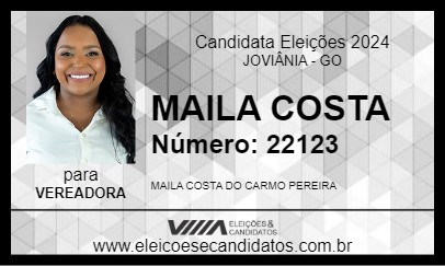 Candidato MAILA COSTA 2024 - JOVIÂNIA - Eleições