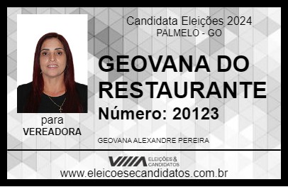 Candidato GEOVANA DO RESTAURANTE 2024 - PALMELO - Eleições